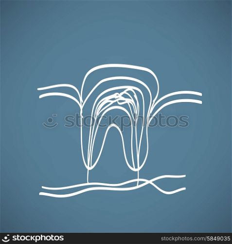 tooth anatomy chalk painted on the chalkboard vector illustration