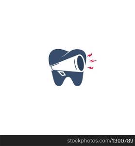 Tooth and megaphone logo design. Creative symbol concept for dental marketing.