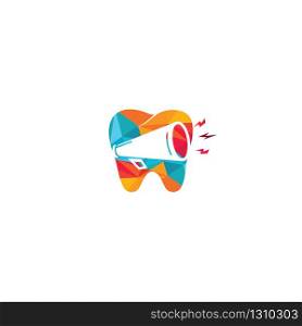 Tooth and megaphone logo design. Creative symbol concept for dental marketing.