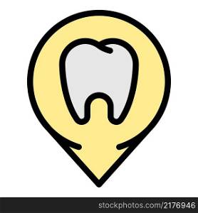 Tooth at checkpoint icon. Outline tooth at checkpoint vector icon color flat isolated. Tooth at checkpoint icon color outline vector
