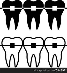 Tooth Braces Icon, Braces Vector Art Illustration