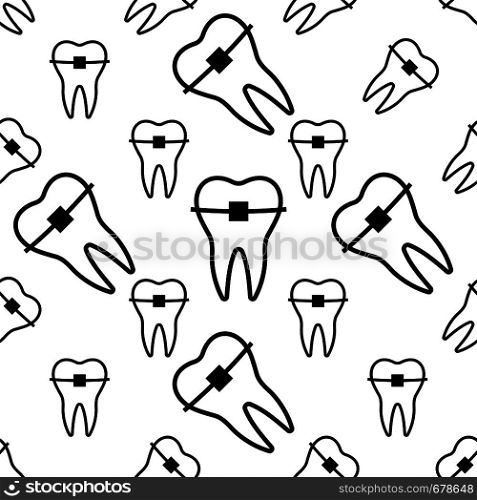 Tooth Braces Icon Seamless Pattern, Braces Vector Art Illustration