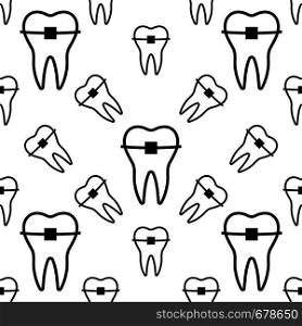 Tooth Braces Icon Seamless Pattern, Braces Vector Art Illustration