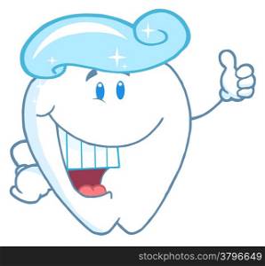 Tooth Cartoon Character With Toothpaste