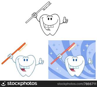 Tooth Cartoon Mascot Character 5. Collection Set
