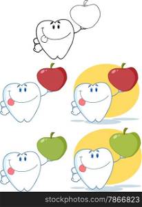 Tooth Cartoon Mascot Character 8. Collection Set
