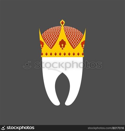 Tooth Crown. White pure Royal. Vector illustration logo for dentist