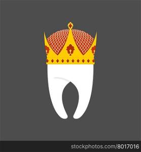 Tooth Crown. White pure Royal. Vector illustration logo for dentist
