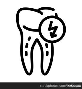 tooth cutting ache line icon vector. tooth cutting ache sign. isolated contour symbol black illustration. tooth cutting ache line icon vector illustration