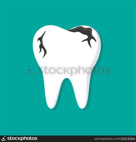 Tooth decay. Caries and disease of tooth. Icon of broken teeth. Flat illustration for care and healthy of teeth and cavity. Ache in bad mouth. Concept of toothache for protection and hygiene. Vector.. Tooth decay. Caries and disease of tooth. Icon of broken teeth. Flat illustration for care and healthy of teeth and cavity. Ache in bad mouth. Concept of toothache for protection and hygiene. Vector