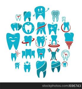 Tooth dental care logo icons set. Flat illustration of 25 tooth dental care logo vector icons for web. Tooth dental care logo icons set, flat style