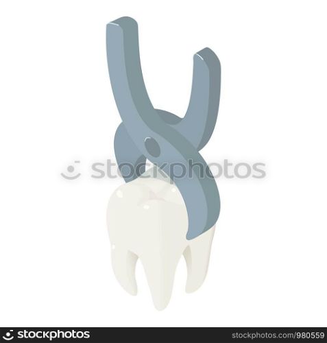 Tooth extraction icon. Isometric of tooth extraction vector icon for web design isolated on white background. Tooth extraction icon, isometric style