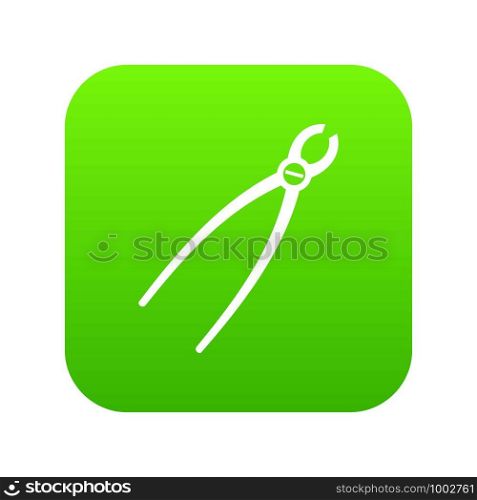 Tooth extraction instrument icon digital green for any design isolated on white vector illustration. Tooth extraction instrument icon digital green
