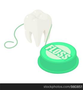 Tooth floss icon. Isometric of tooth floss vector icon for web design isolated on white background. Tooth floss icon, isometric style