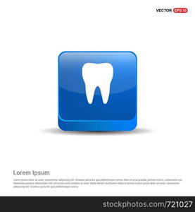 Tooth Icon - 3d Blue Button.