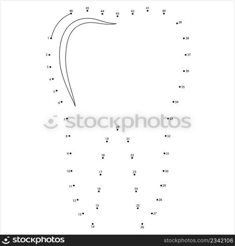 Tooth Icon Connect The Dots, Human Tooth, Calcified Structure Found In The Jaws Vector Art Illustration, Puzzle Game Containing A Sequence Of Numbered Dots