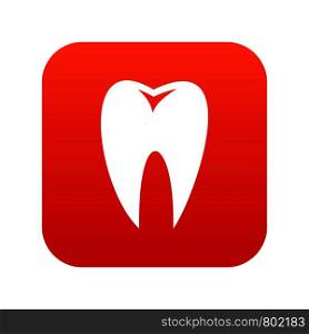 Tooth icon digital red for any design isolated on white vector illustration. Tooth icon digital red