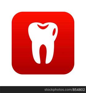 Tooth icon digital red for any design isolated on white vector illustration. Tooth icon digital red