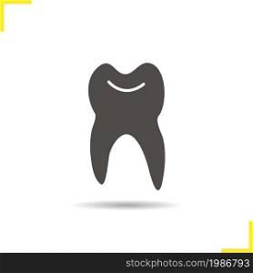 Tooth icon. Drop shadow silhouette symbol. Vector isolated illustration. Tooth icon