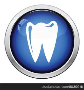 Tooth icon. Glossy button design. Vector illustration.