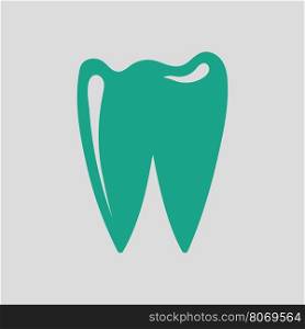 Tooth icon. Gray background with green. Vector illustration.