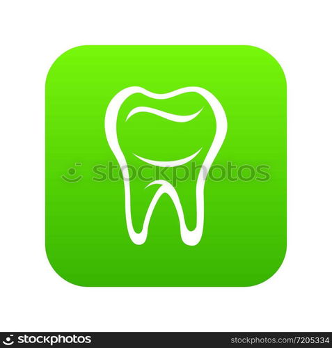 Tooth icon green vector isolated on white background. Tooth icon green vector