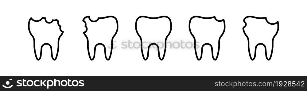 Tooth icon line design. Vector dent cincept illustration in flat style.