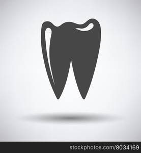 Tooth icon on gray background, round shadow. Vector illustration.