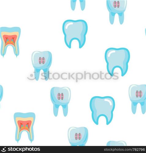 Tooth Icon Seamless Pattern Vector. Dental Draphic. Oral Medical Care. Mouth Tooth Pain Icon. Illustration. Tooth Icon Vector Seamless Pattern