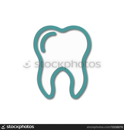 tooth icon with shadow on white background, vector. tooth icon with shadow on white background