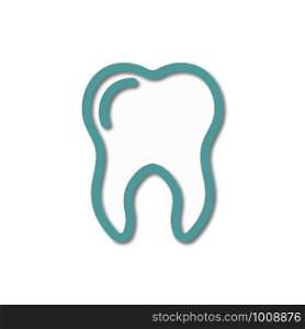 tooth icon with shadow on white background, vector. tooth icon with shadow on white background