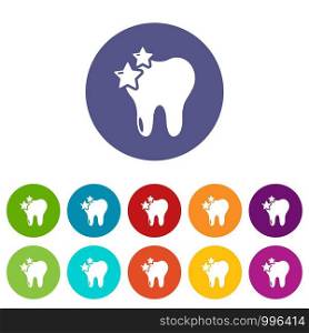 Tooth icons color set vector for any web design on white background. Tooth icons set vector color