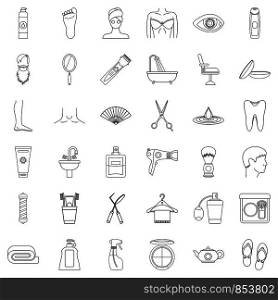 Tooth icons set. Outline style of 36 tooth vector icons for web isolated on white background. Tooth icons set, outline style