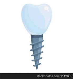 Tooth implant icon cartoon vector. Crown oral. Bone procedure. Tooth implant icon cartoon vector. Crown oral