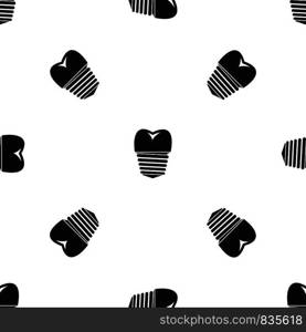 Tooth implant pattern repeat seamless in black color for any design. Vector geometric illustration. Tooth implant pattern seamless black