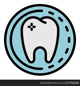 Tooth in a circle icon. Outline tooth in a circle vector icon color flat isolated. Tooth in a circle icon color outline vector