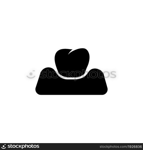 Tooth in Gum, Periodontitis. Flat Vector Icon illustration. Simple black symbol on white background. Tooth in Gum, Periodontitis sign design template for web and mobile UI element. Tooth in Gum, Periodontitis Flat Vector Icon