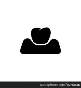Tooth in Gum, Periodontitis. Flat Vector Icon illustration. Simple black symbol on white background. Tooth in Gum, Periodontitis sign design template for web and mobile UI element. Tooth in Gum, Periodontitis Flat Vector Icon