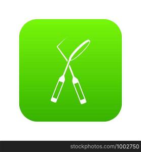 Tooth instruments for dental medicine icon digital green for any design isolated on white vector illustration. Tooth instruments for dental medicine icon digital green