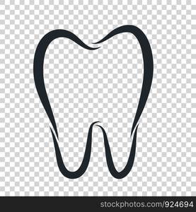 Tooth logo icon for dentist or stomatology dental care design template. Vector isolated black outline line tooth symbol for dentistry clinic or dentist medical center and toothpaste package