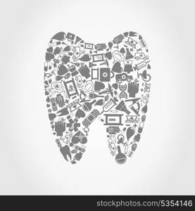 Tooth made of medicine. A vector illustration