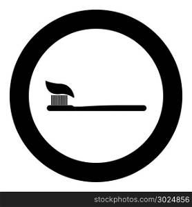 Tooth paste and brush icon black color in circle vector illustration