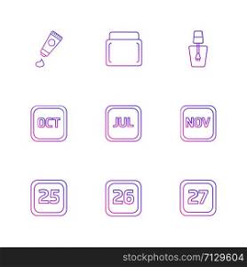 tooth paste , nail polish , calender , months , cosmetics , household , year , dates , countinng , washroom , items ,icon, vector, design, flat, collection, style, creative, icons