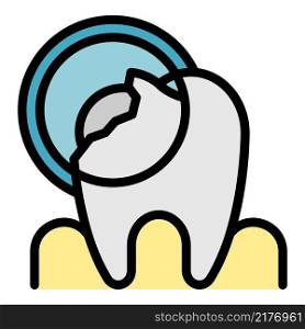 Tooth pathology icon. Outline tooth pathology vector icon color flat isolated. Tooth pathology icon color outline vector