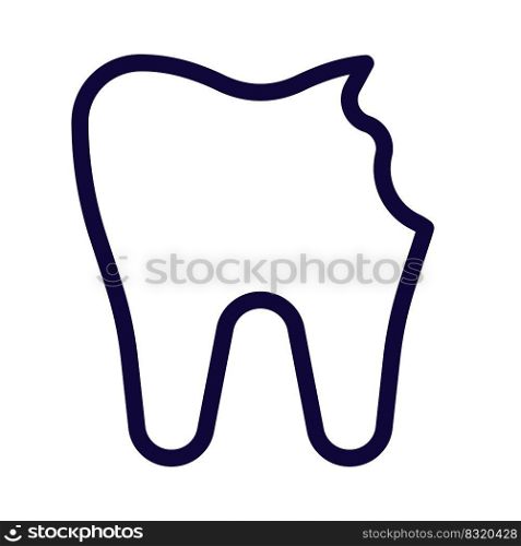 Tooth repair with chipped on side isolated on a white background