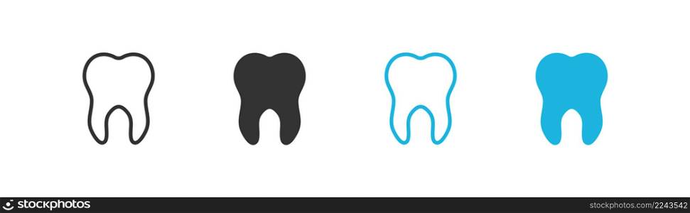 Tooth set black and blue icon isolated. Dent vector design, illustration in flat style