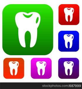 Tooth set icon in different colors isolated vector illustration. Premium collection. Tooth set collection