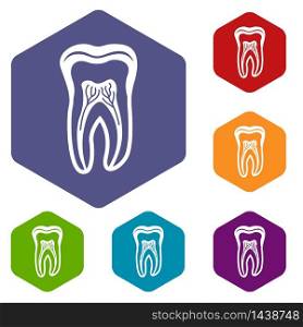 Tooth structure icon. Simple illustration of tooth structure vector icon for web. Tooth structure icon, simple black style