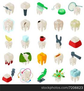 Tooth teeth dentist icons set. Isometric illustration of 25 tooth teeth dentist vector icons for web. Tooth teeth dentist icons set, isometric style