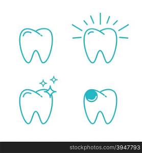 Tooth , teeth vector line style icons set. Set of teeth icons. Vector illustration.